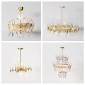 Elegant Modern Chandeliers With Gold Frame Glass Elements And Multi Layer Design Structure 3d model