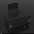 Office Appliance Canon Black Printer With Open Lid And Color Ink Cartridges