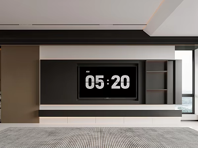 Modern Living Room TV Wall With TV And Cabinetry 3d model