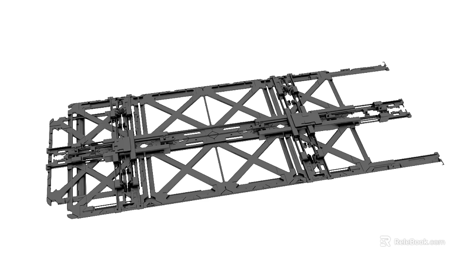 Heavy Duty Industrial Metal Truss Structure With Cross Beams And Connectors 3d model 