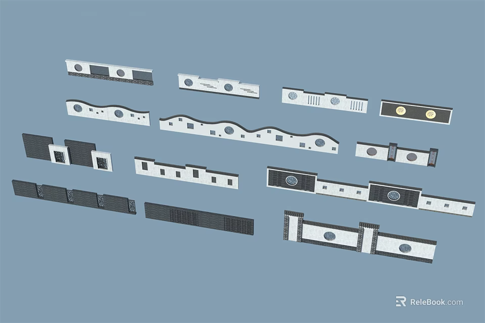 Various Modern Feature Wall Designs With Different Patterns And Architectural Details 3d model