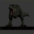Realistic Green T Rex Dinosaur Model On Stone Base 3d model