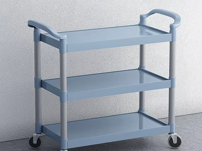 Blue Three Tier Sideboard Trolley With Wheels And Lightweight Design For Kitchen Storage 3d model