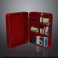 Red Food Storage Container With Organized Shelves And Various Food Items Inside