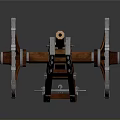 Vintage Cannon Weapon With Large Wooden Wheels And Metal Barrel
