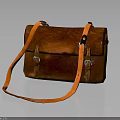 Leather Satchel Bag With Brown Orange Color And Adjustable Shoulder Strap