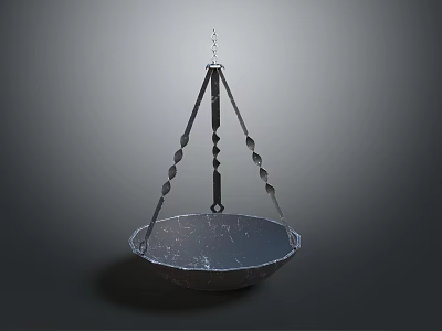 Commercial Hanging Equipment With Metal Chains And Circular Tray For Commercial Heating Or 3d model