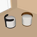 Modern Two Stools With White Leather Seat And Black Brown Armrests Minimalist Design