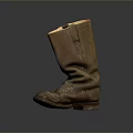 Old Brown Heavy Duty Work Boots With Wear Marks Hard Sole And High Shaft