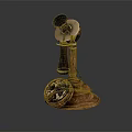 Vintage Telephone With Wooden Base Horn Shaped Receiver And Round Dial