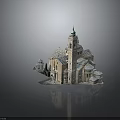 Historic Stone Building With Green Dome Tower And Multiple Architectural Roofs Design