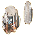 Decorative Wall Mirror With Gold Frame And Unique Shape Enhancing Living Room Interior 3d model