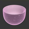 Purple Ceramic Bowl With White Floral And Leaf Carvings On Exterior