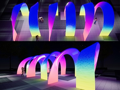 Special-shaped structures, pavilions, porches, arches, lighting installations, sculptures, landscape sketch materials 3d model