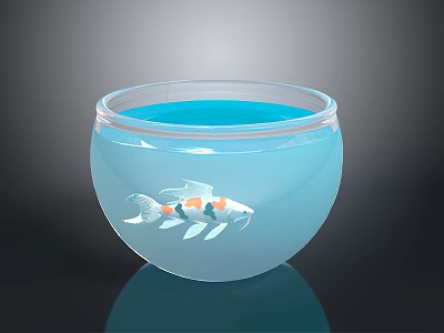Decorative Transparent Glass Fishbowl With Blue Water And Koi Fish For Daily Living 3d model