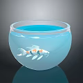 Decorative Transparent Glass Fishbowl With Blue Water And Koi Fish For Daily Living