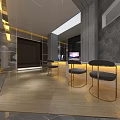 Modern Industrial Café Interior With Hanging Bicycle Staircase And Wooden Accents