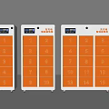 Three Smart Storage Locker Units With Digital Screens And Numbered Compartments 3d model