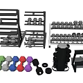 Various Colored Dumbbells With Multi Layer Racks For Home Fitness Storage Equipment