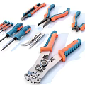 Hardware Tools Set with Orange Blue Handles Including Pliers Screwdrivers for Home DIY Projects 3d model
