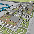 Modern Commercial Street Design With Rooftop Greenery Buildings And Open Plazas