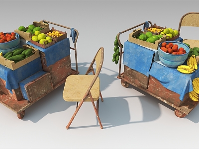 Booth Old Stall Fruit Stall Outdoor Stall Fruit Store Life Items 3d model