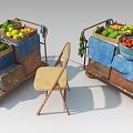 Booth Old Stall Fruit Stall Outdoor Stall Fruit Store Life Items 3d model