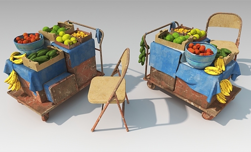 Booth Old Stall Fruit Stall Outdoor Stall Fruit Store Life Items 3d model