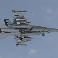Military Fighter Jet Flying Through Clouds With Mounted Weapons And Visible Markings 3d model