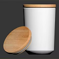 White Ceramic Cups With Honeycomb Texture And Wooden Lids On Dark Surface