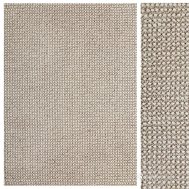 Square Rug With Woven Texture In Neutral Beige Tone For Living Room Decor 3d model 