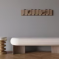 Solid Wood Shoe Changing Stool Sofa Stool Bench Piano Key Coat Hook Fabric Soft Bed End Stool 3d model