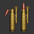 Two Golden Bullet Shaped Household Items With Red Nozzles And Handles
