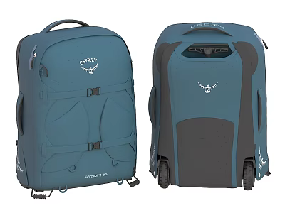 Osprey Luggage Set Backpack and Rolling Suitcase Blue and Gray Design with Handles and Wheels 3d model