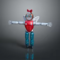 Game Movie Character Robot With Red Body Blue Legs Red Bow Silver Arms And Wings