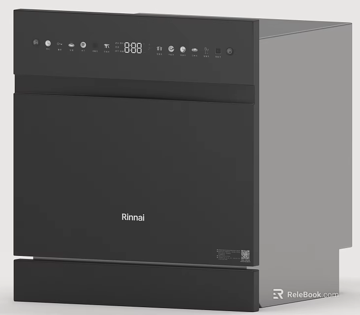 Rinnai Modern Built in Kitchen Appliance with Black Design Control Panel and Digital 3d model 