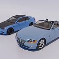 Blue Convertible And Coupe Cars With Sporty Black Roof Design