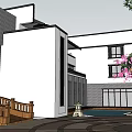 Modern Office Building Complex With Landscaped Gardens Courtyard And Water Features