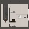 Modern Shoe Cabinet Design With Arched Niche Storage Bench And Decorative Items