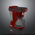 Red Coffee Maker Electronic Appliance with Stainless Steel Pot and Black Top Design