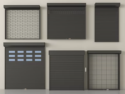 Various Modern Roller Shutter Designs With Grid Patterns And Window Panels 3d model