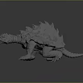 3D Mythical Reptilian Creature Model With Spiked Shell Sharp Claws And Fierce Head Design 3d model