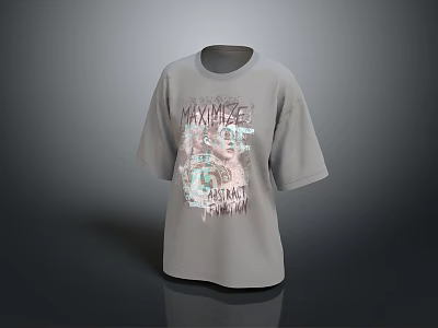 Gray T Shirt With MAXIMIZE ELIMINATE Text Number 15 And Artistic Graphics Design 3d model