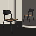 Modern Dining Chairs With Black Frame And Orange Seat Cushion In Minimalist Interior
