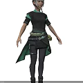 Game And Movie Character With Brown Short Hair Black Green Outfit And Waist Decorative Belt