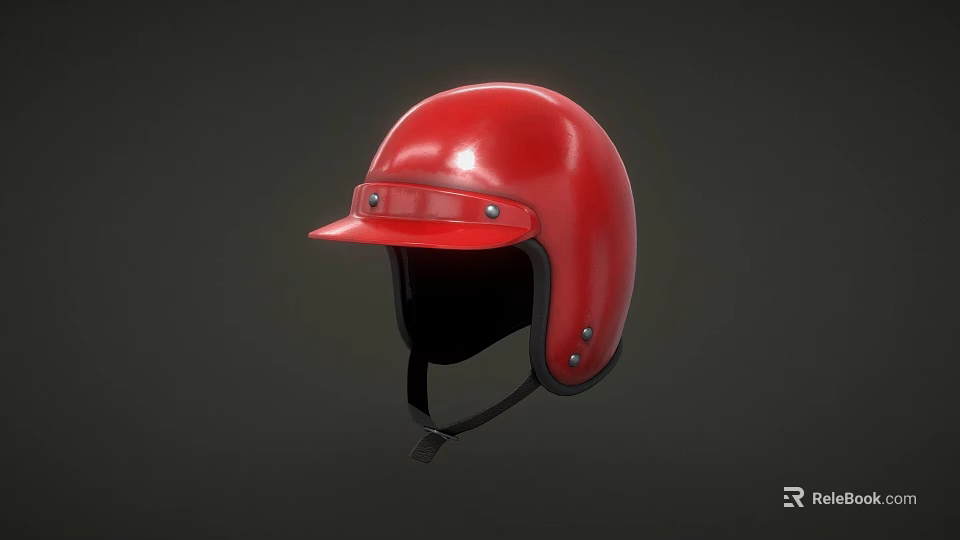 Shiny Red Helmet Protective Headgear For Sports With Adjustable Strap Smooth Surface 3d model 