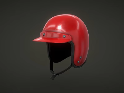 Shiny Red Helmet Protective Headgear For Sports With Adjustable Strap Smooth Surface 3d model