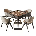 Modern Mahjong Entertainment Table With Four Chairs Side Table And Glasses 3d model