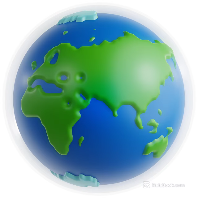 Decorative World Globe Ornament Set with Green Land Blue Ocean for Desktop 3d model 
