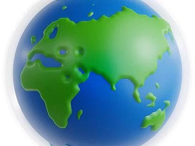 Decorative World Globe Ornament Set with Green Land Blue Ocean for Desktop 3d model